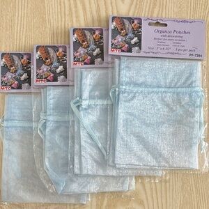 NWT Organza Pouches w/ Drawstring, 12 Total, Light Blue